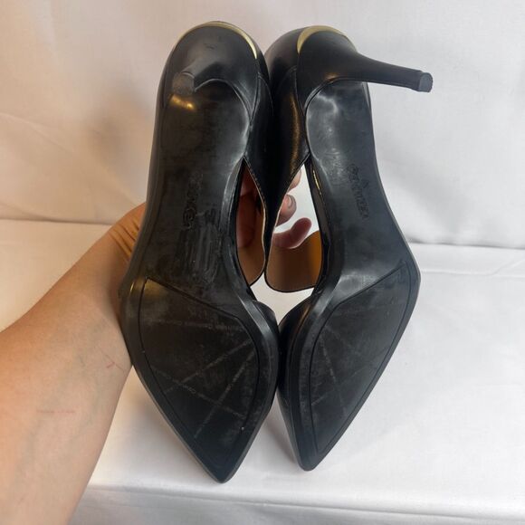 Calvin Klein Ginostra Black w/ Gold Detail Strappy High Heel Pump Size 10 - Picture 7 of 10